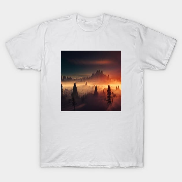 Dreamy forest landscape T-Shirt by Salogwyn